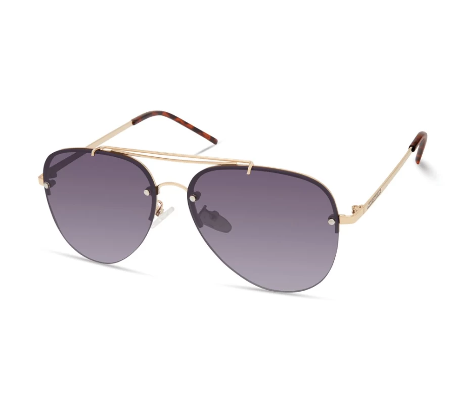 SKECHERS Men's Gold Semi-Rimless Metal Aviator Sunglasses for Men, Polarized UV Protection Pilot Sunglasses