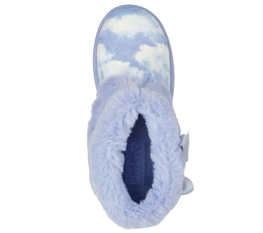 SKECHERS Kids' Light Blue Fluffy Cloudz Sleepy Slides - Comfortable & Soft