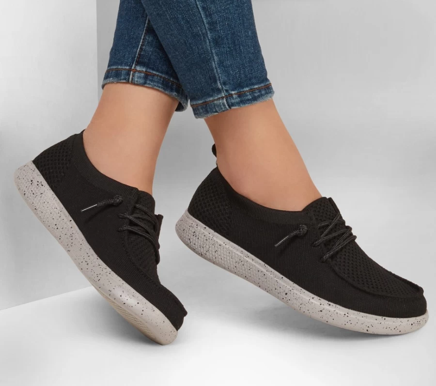 SKECHERS Women's Bobs Skipper - Winter Wonderland Slip-On Sneakers in Black