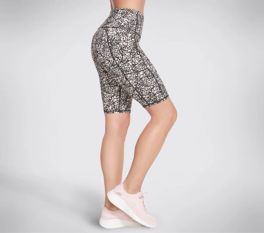 SKECHERS Women's Gostretch Mini Cheetah 10 Inch Bike Shorts in Brown/Tan