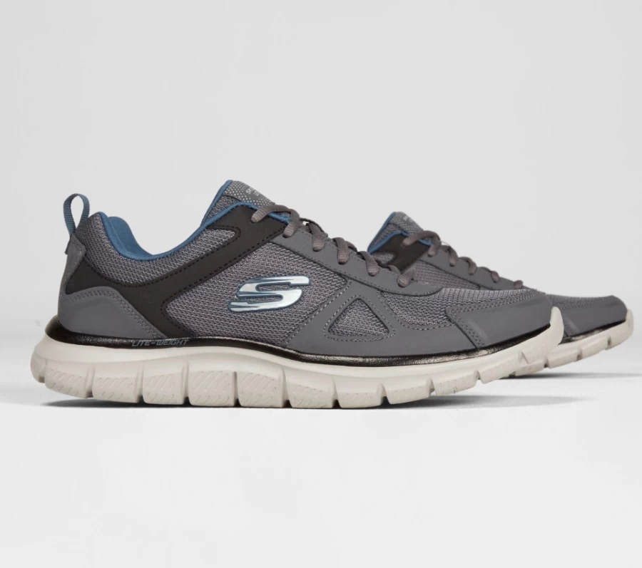 SKECHERS Men's Track Sneakers in Gray & Navy - Lightweight Running Shoes for Men