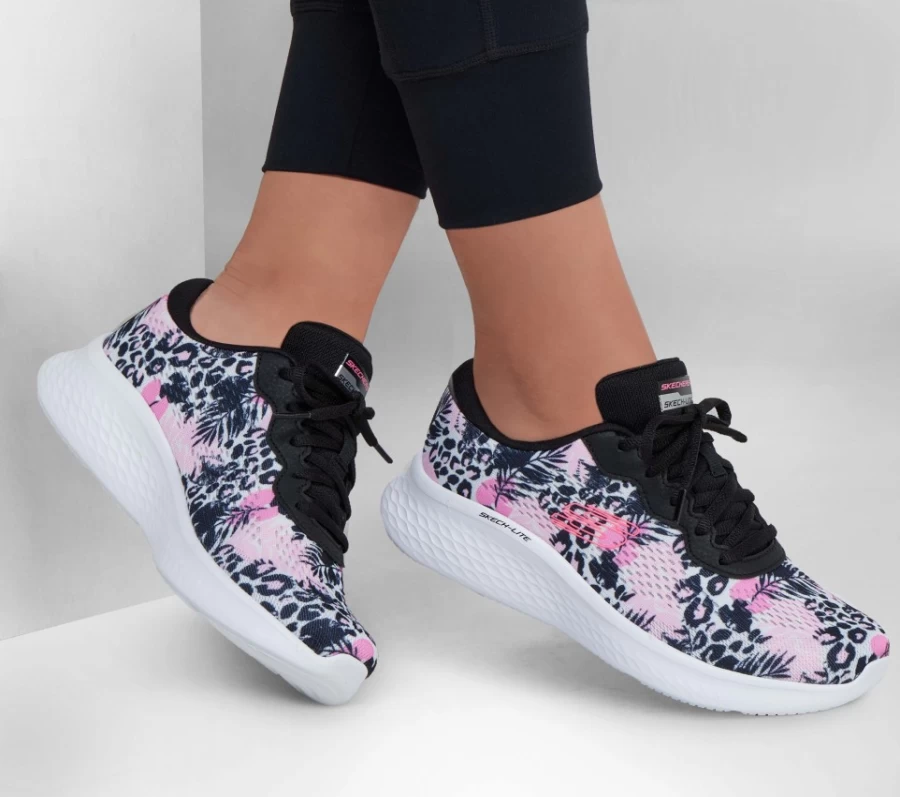 SKECHERS Women's Skech-Lite Pro - Wild Trip Sneakers in Black & Pink | Lightweight Walking Shoes