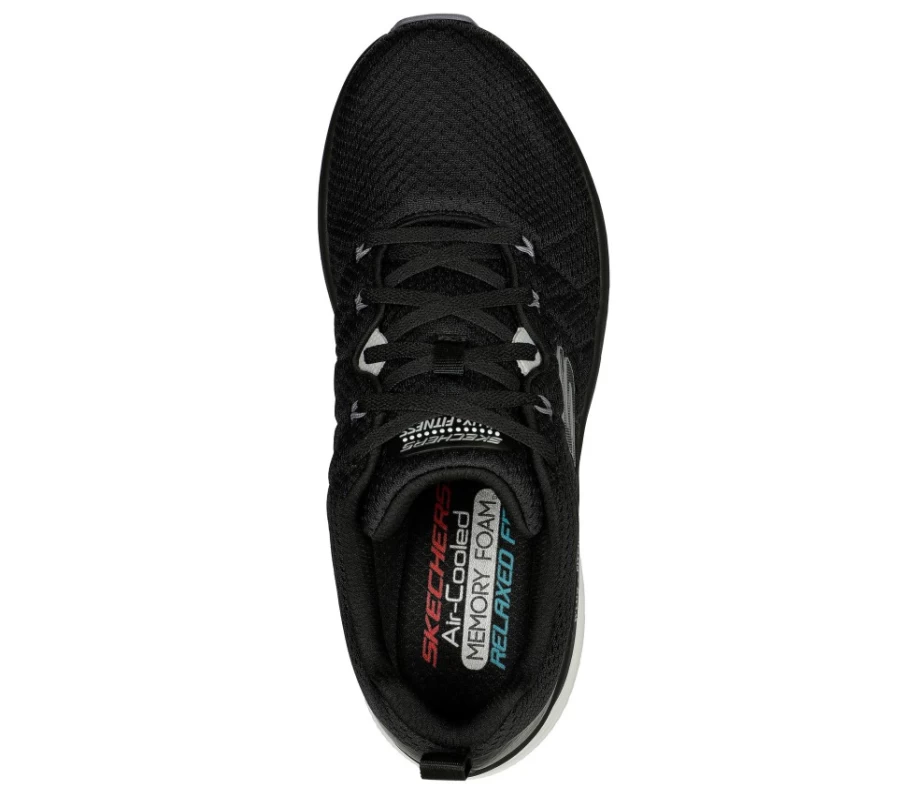 SKECHERS Men's D'Lux Fitness Kaster Relaxed Fit Sneakers in Black & White