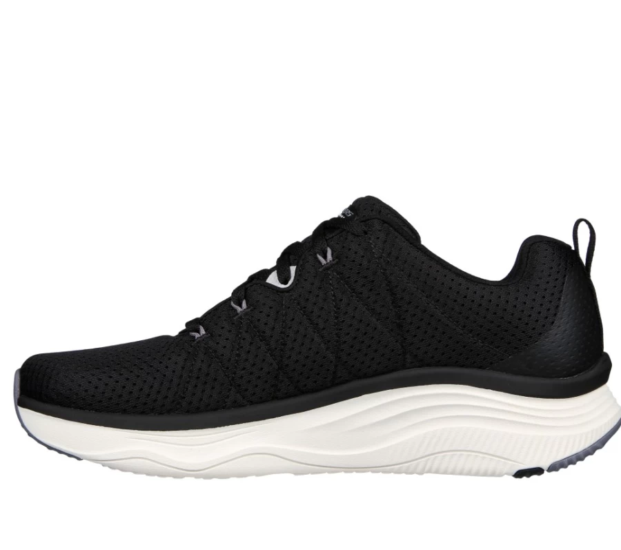 SKECHERS Men's D'Lux Fitness Kaster Relaxed Fit Sneakers in Black & White