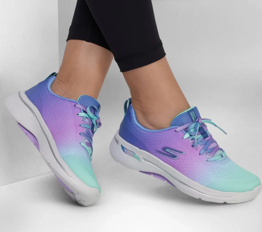 SKECHERS Women's Go Walk Arch Fit - Dynamic Vibes Sneakers in Blue / Multi | Comfortable Walking Shoes
