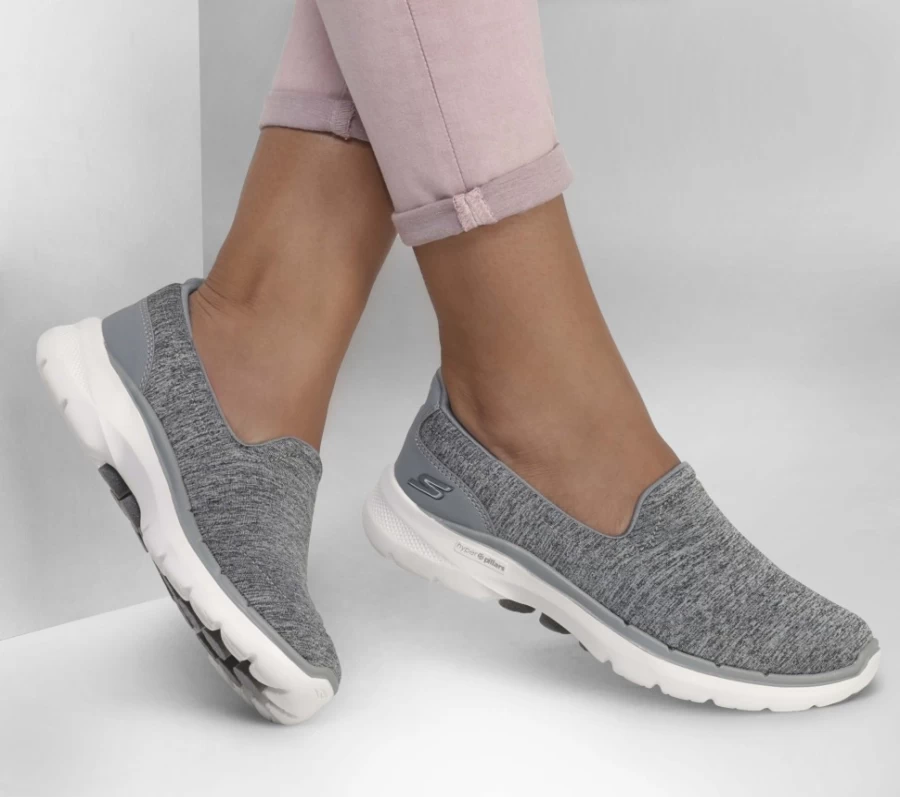 SKECHERS Women's Go Walk 6 Grand Horizon Sneakers in Gray - Lightweight Walking Shoes