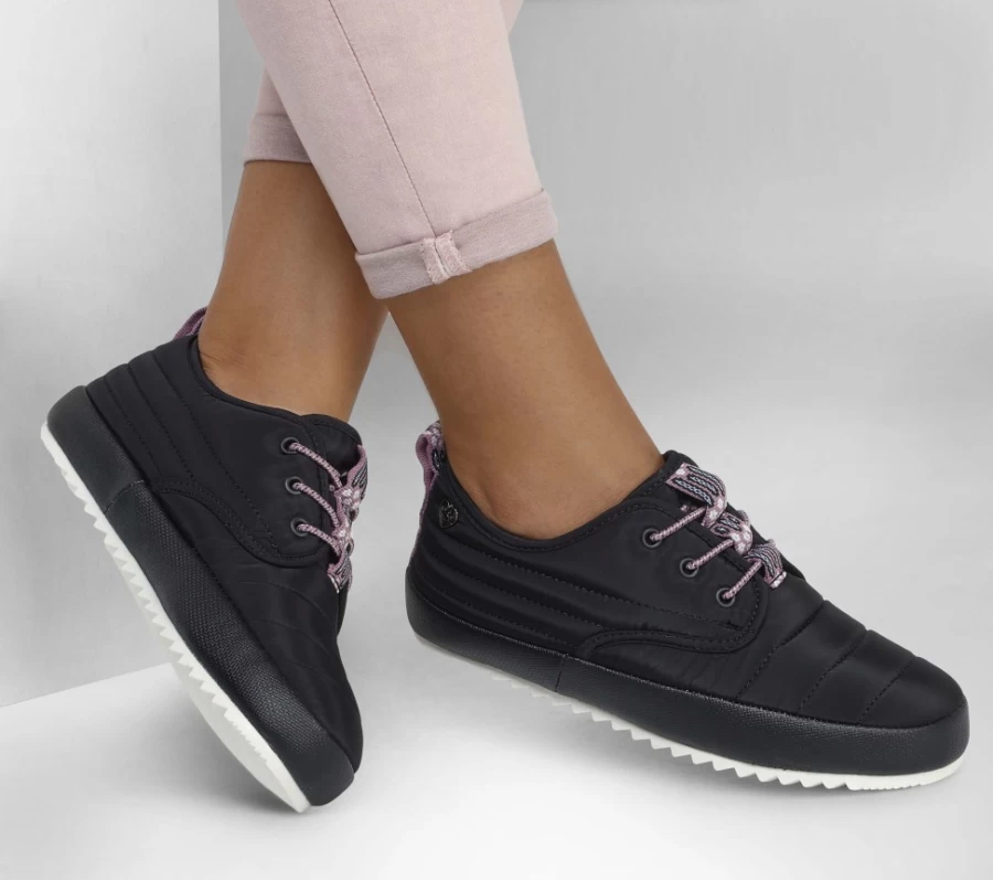 SKECHERS Women's Black Bobs Drift - Ecstatic Puffs Slip-On Sneakers