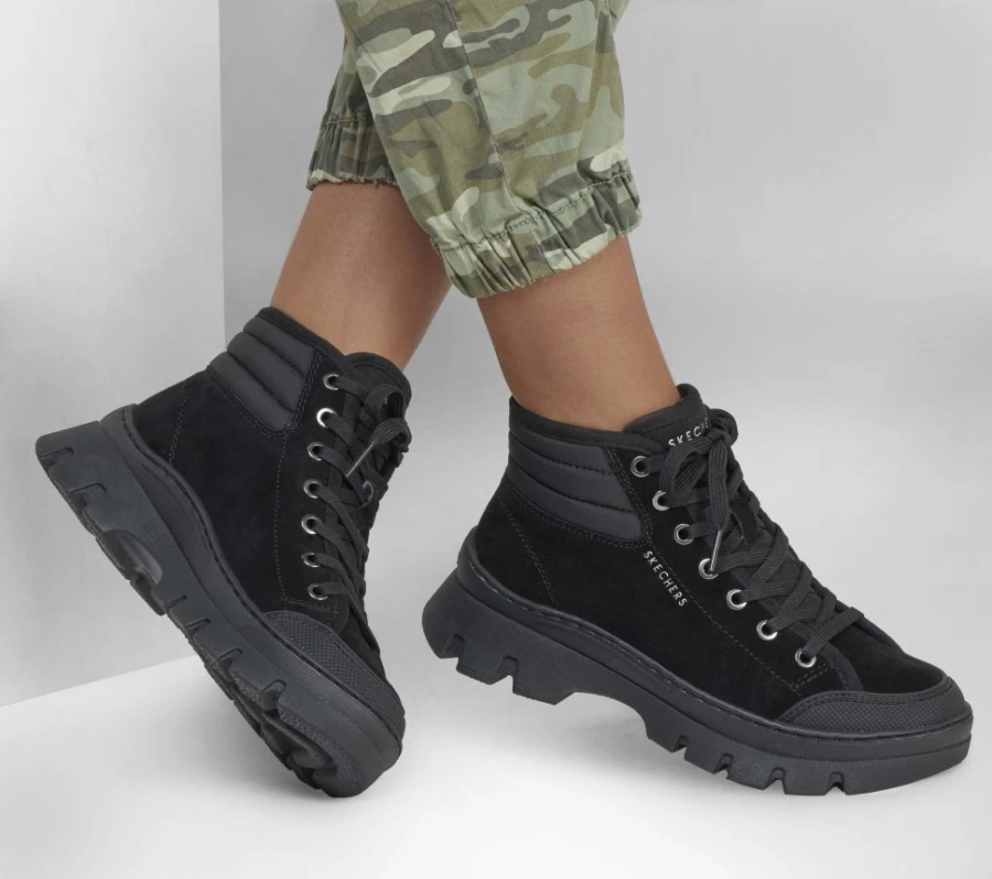 SKECHERS Women's Roadies Surge - Yes 2 Suede Sneakers in Black