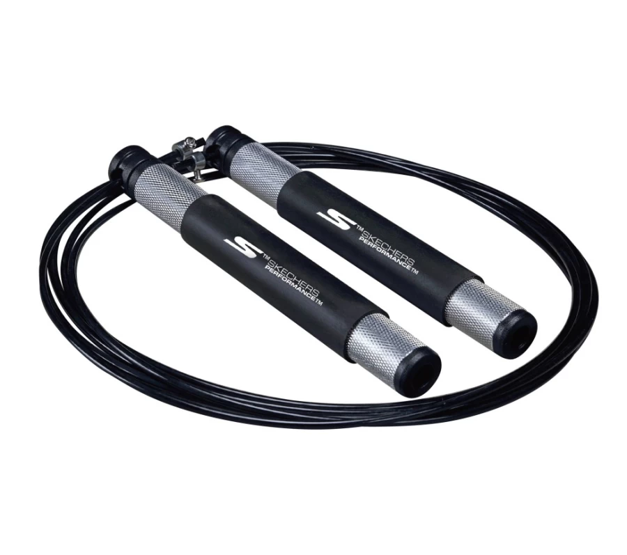 SKECHERS Men's Black Fitness Speed Rope - Adjustable Workout Jump Rope for Cardio & Training
