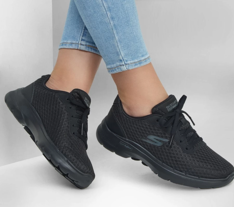 SKECHERS Women's Go Walk 6 Iconic Vision Slip-On Walking Shoes - Black