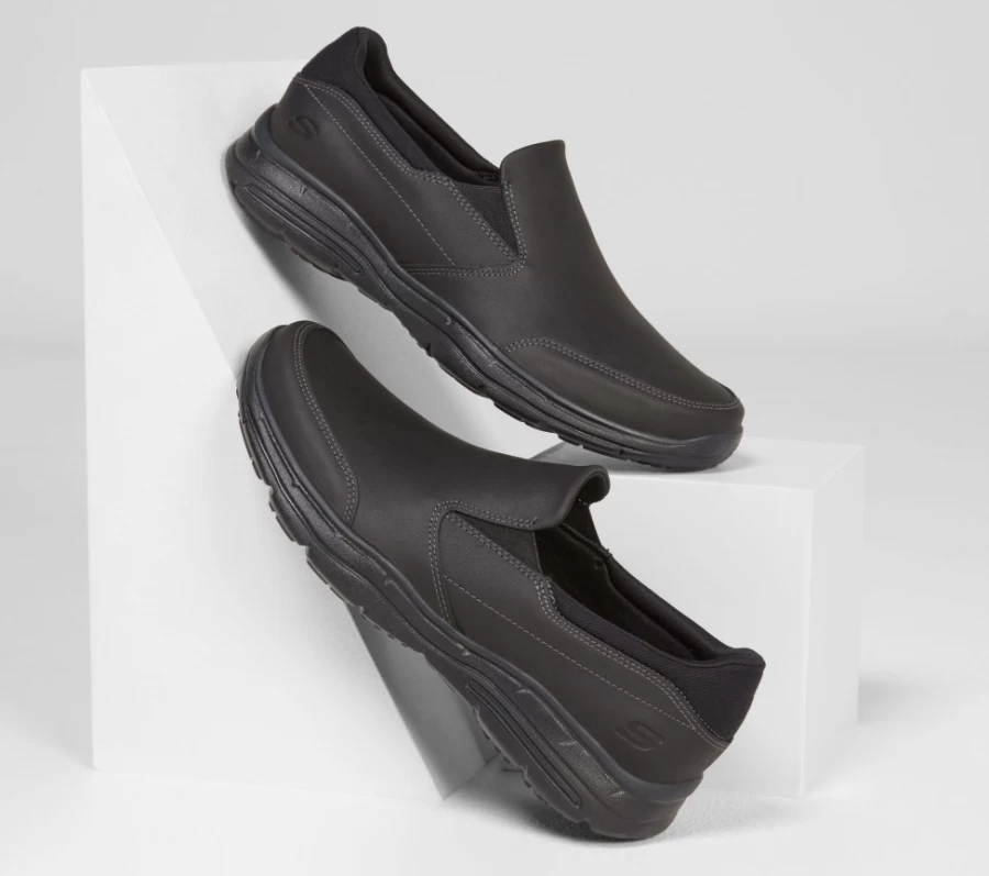 SKECHERS Men's Relaxed Fit Glides Slip-On Sneakers in Black - Comfortable Casual Shoes