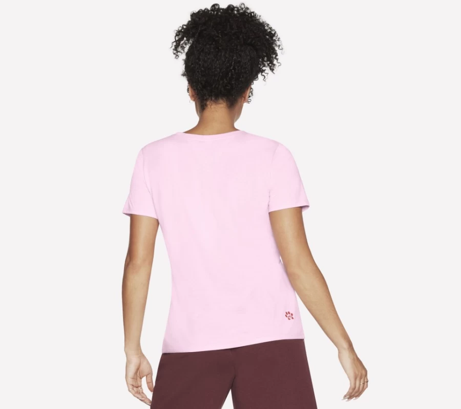 SKECHERS Women's Pink Bobs Give Love Crewneck T-Shirt