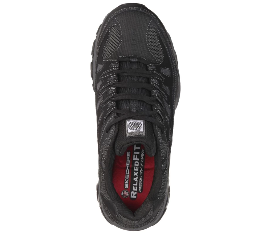 SKECHERS Men's Work Relaxed Fit Cankton St Sneakers in Black / Charcoal