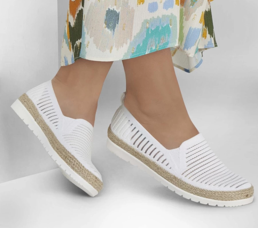 SKECHERS Women's Bobs Flexpadrille 3.0 Sparkling Sky Slip-On Sneakers in Off White | Comfortable Lightweight Sandals