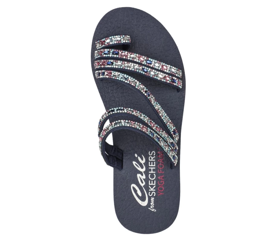 "SKECHERS Women's Navy Multi Meditation Sandals - Greece Vibes Inspired Comfort Footwear"