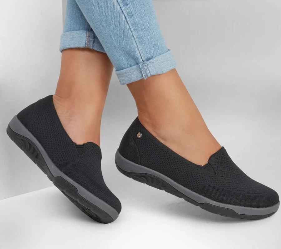 SKECHERS Women's Arch Fit Reggae Cup Slip-On Sneakers - Relaxed Fit, Black