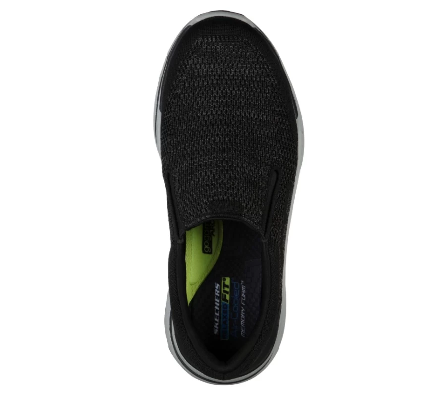 SKECHERS Men's Arago Extra Wide Relaxed Fit Sneakers in Black - Comfortable Walking Shoes