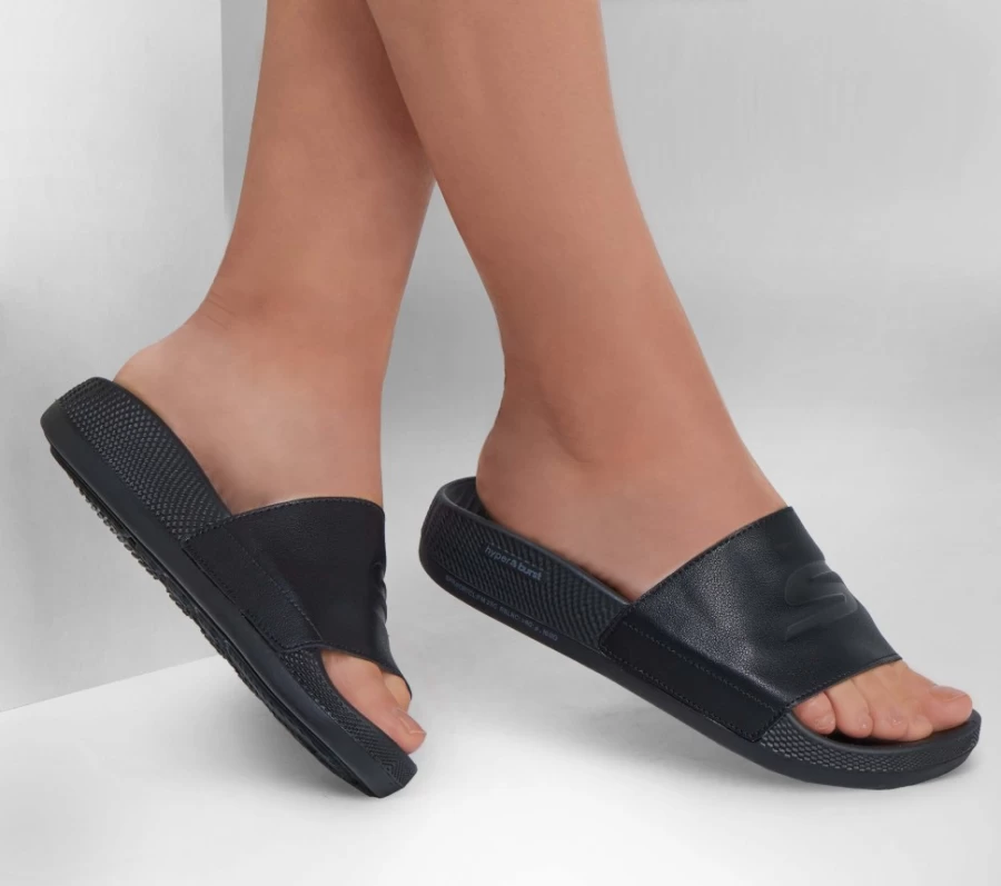 SKECHERS Women's Hyper Slide Sandals - Comfortable Black Slide Sandals for Women