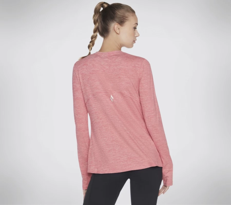 SKECHERS Women's Go Dri Swift Long Sleeve Shirt - Moisture Wicking Athletic Top in Red/Pink