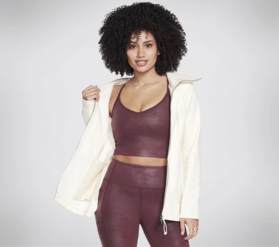 SKECHERS Women's Off White Snuggle Jacket - Cozy Comfort Outerwear