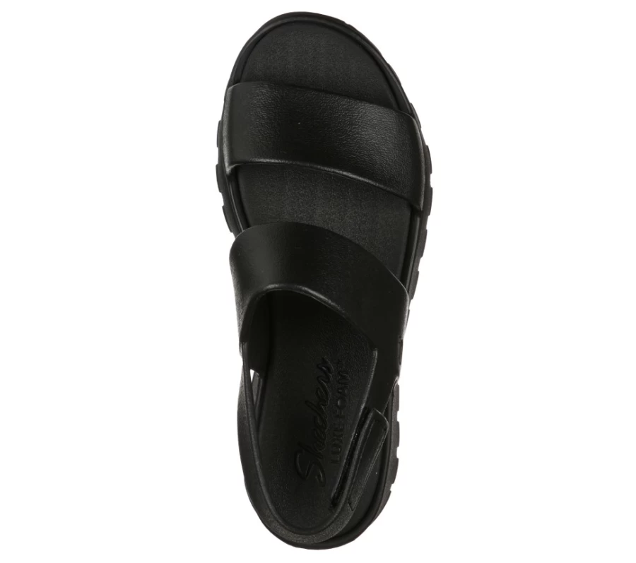 SKECHERS Women's Black Foamies Footsteps - Lightweight Comfortable Sandals