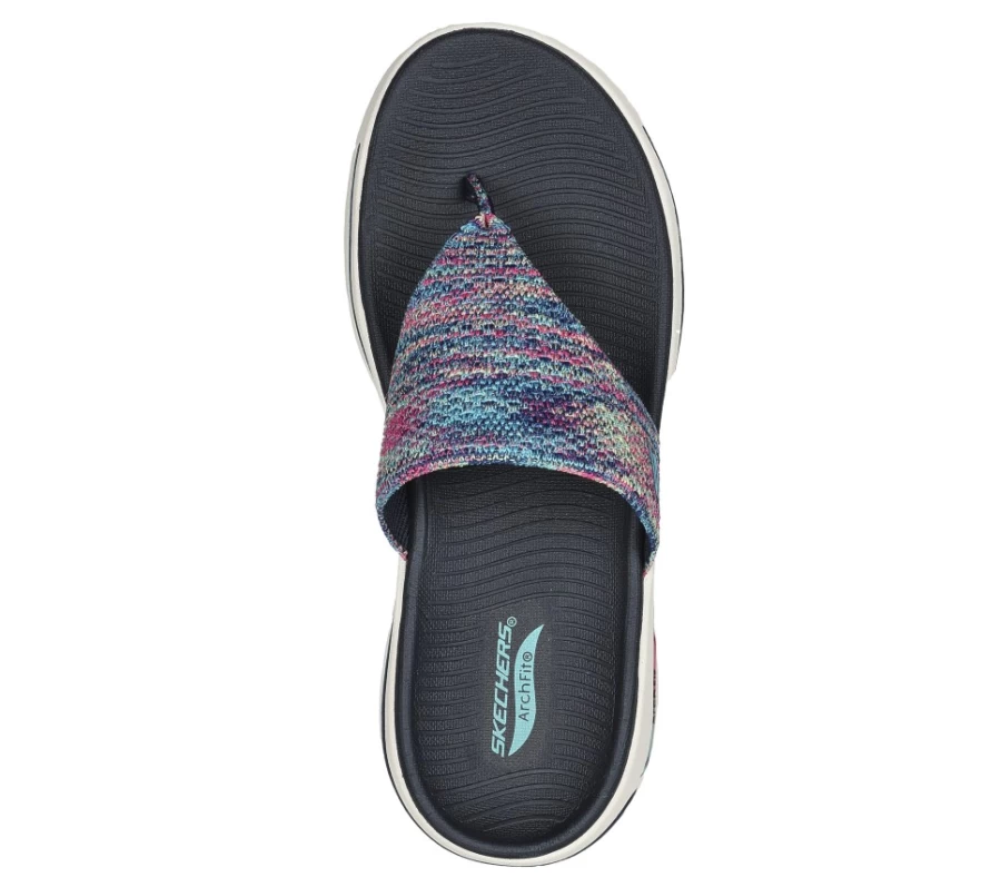 SKECHERS Women's Go Walk Arch Fit Sandal - Navy/Multi | Comfortable Slip-On Walking Shoes for Women