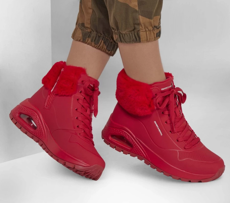SKECHERS Women's Uno Rugged - Fall Air Sneakers in Red | Durable & Stylish Walking Shoes