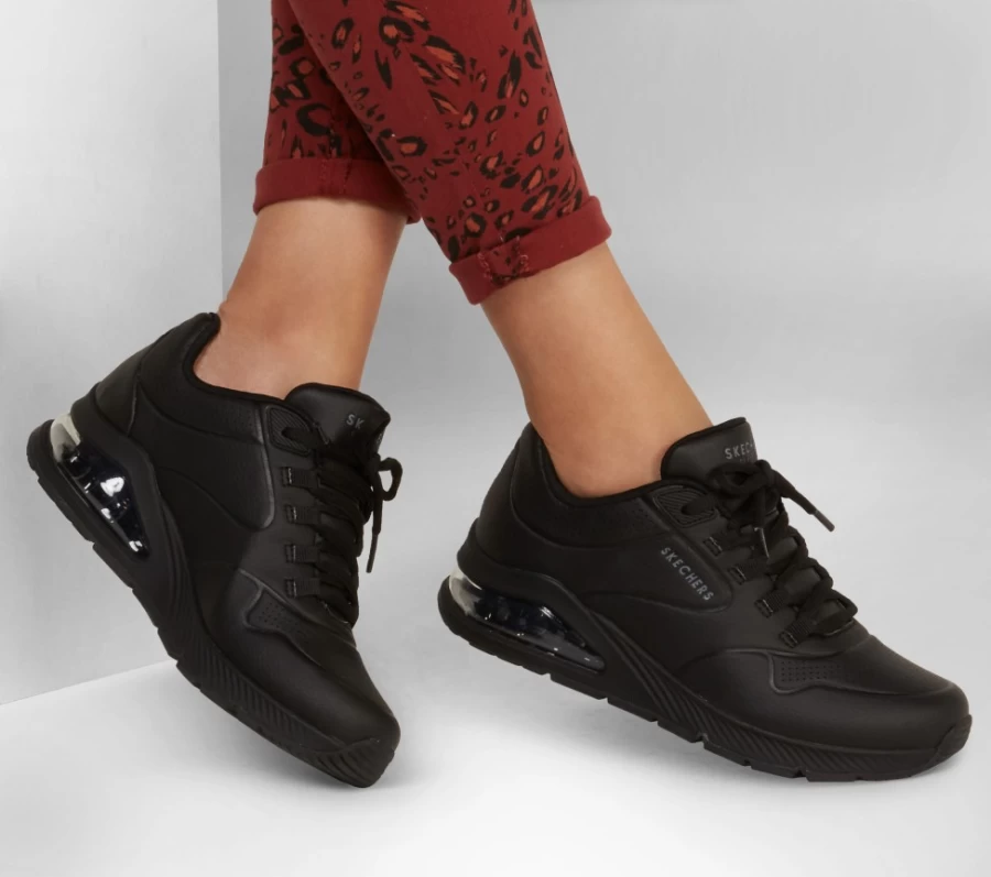 SKECHERS Women's Uno 2 - Air Around You Sneakers in Black | Lightweight Comfortable Walking Shoes