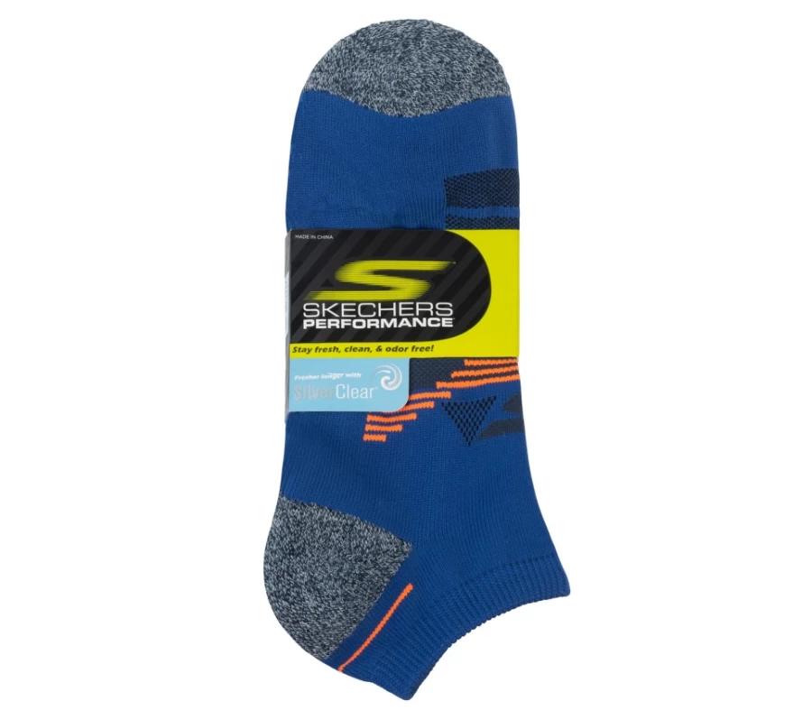 SKECHERS Men's Low Cut Ankle Socks 3-Pack - Breathable Blue Athletic Socks for Everyday Comfort