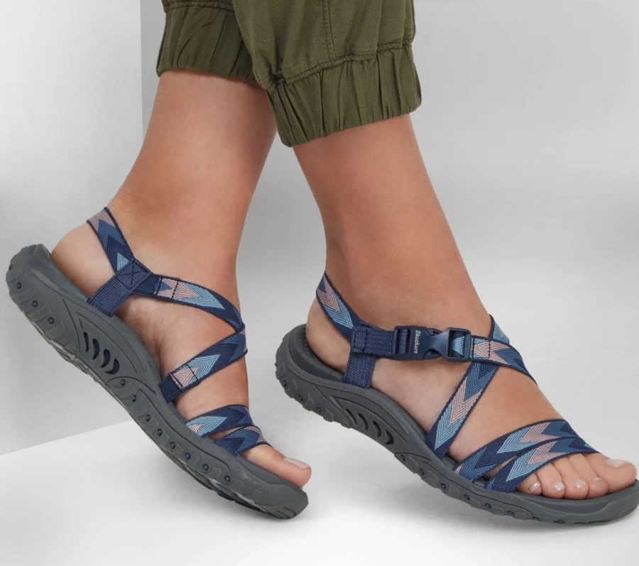 SKECHERS Women's Navy Reggae Beach Beauty Sneakers