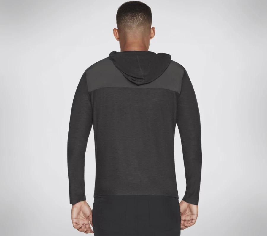 SKECHERS Men's Ultra Go Lite Full Zip Hoodie - Black & Charcoal Lightweight Sweatshirt