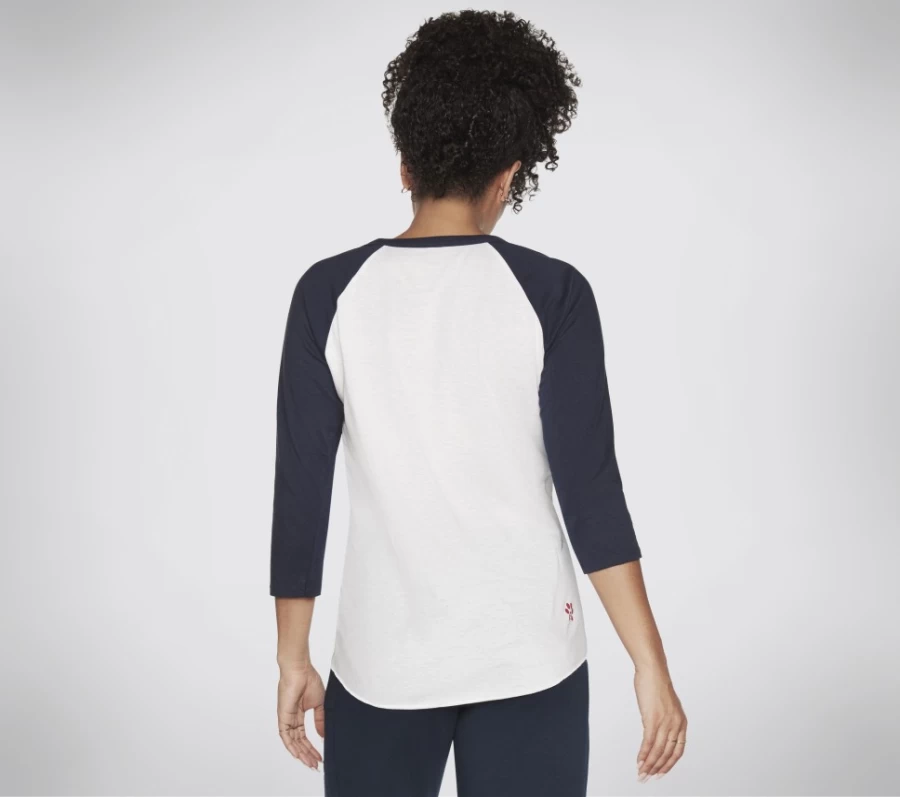 SKECHERS Women's White Baseball Tee - Bobs Llbm Style Comfort Fit