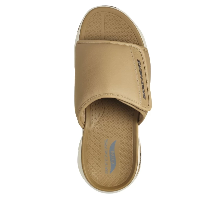 SKECHERS Men's Arch Fit Sandal - Day Trip Comfortable Walking Shoes in Tan