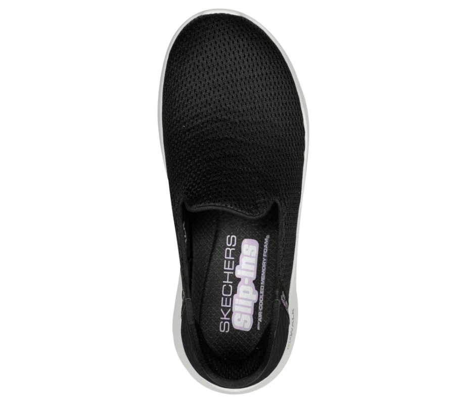 SKECHERS Women's Slip-On Go Walk Flex Relish Walking Shoes - Black & White Comfort Sneakers