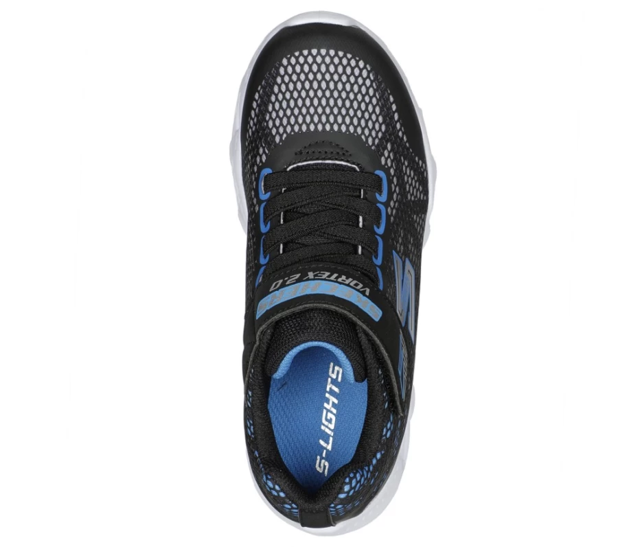 SKECHERS Kids' Vortex 2.0 S Lights Sneakers in Black & Blue