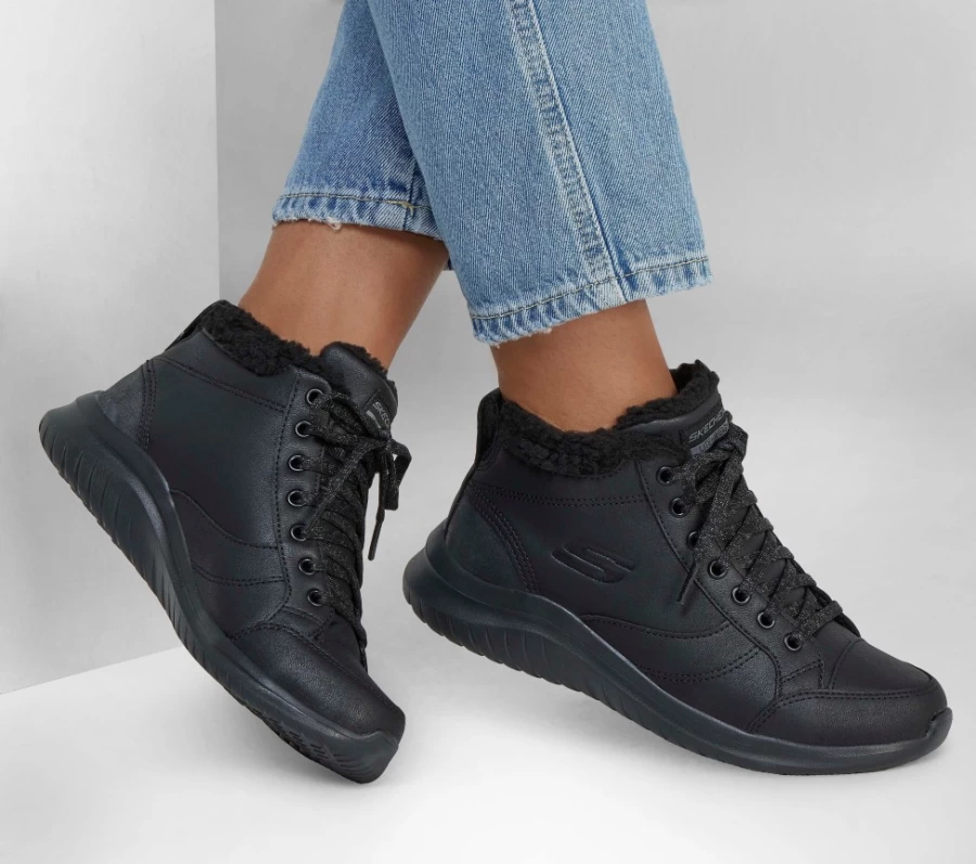 SKECHERS Women's Ultra Flex 2.0 - Draw Near Sneakers in Black | Lightweight Comfort Walking Shoes