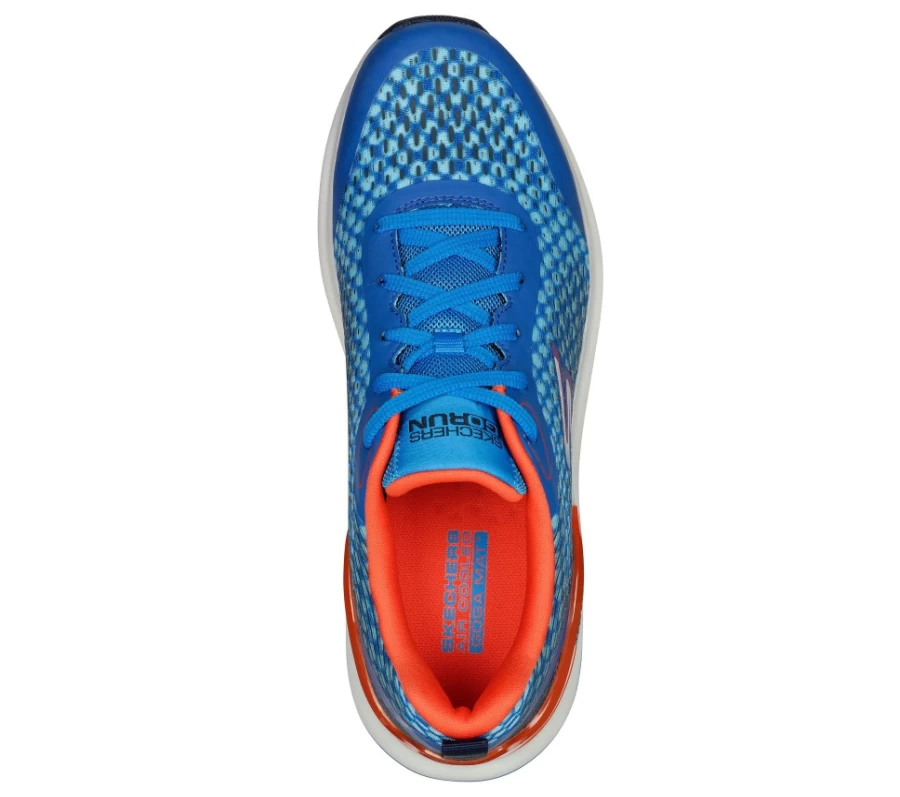 SKECHERS Men's Max Cushioning Hyper Burst Synergy Running Shoes - Blue/Orange