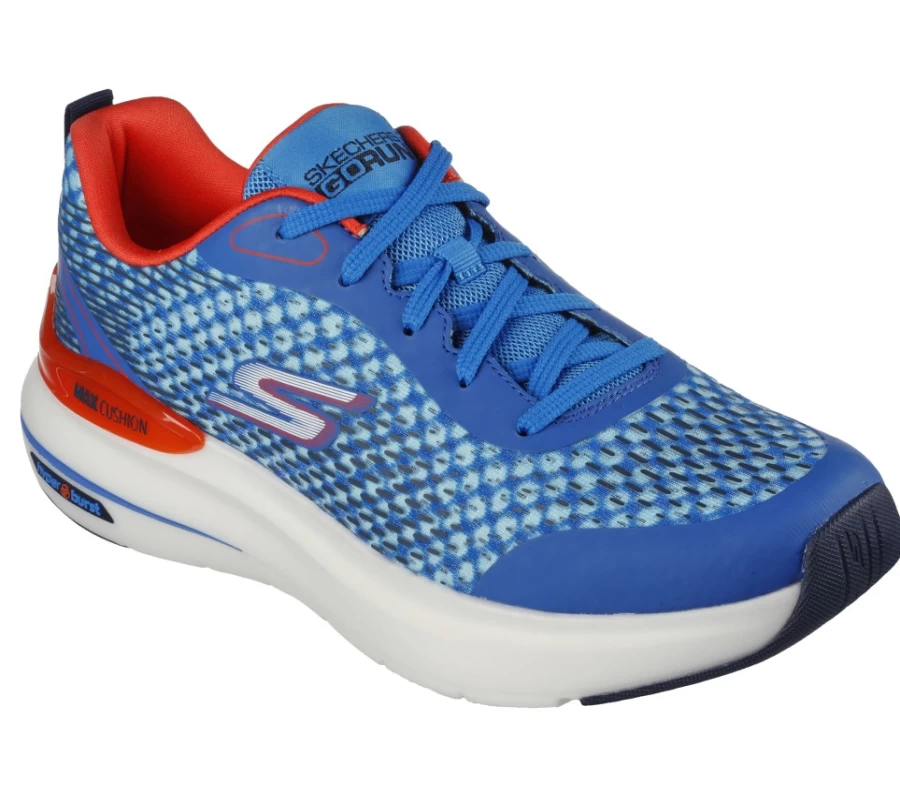 SKECHERS Men's Max Cushioning Hyper Burst Synergy Running Shoes - Blue/Orange