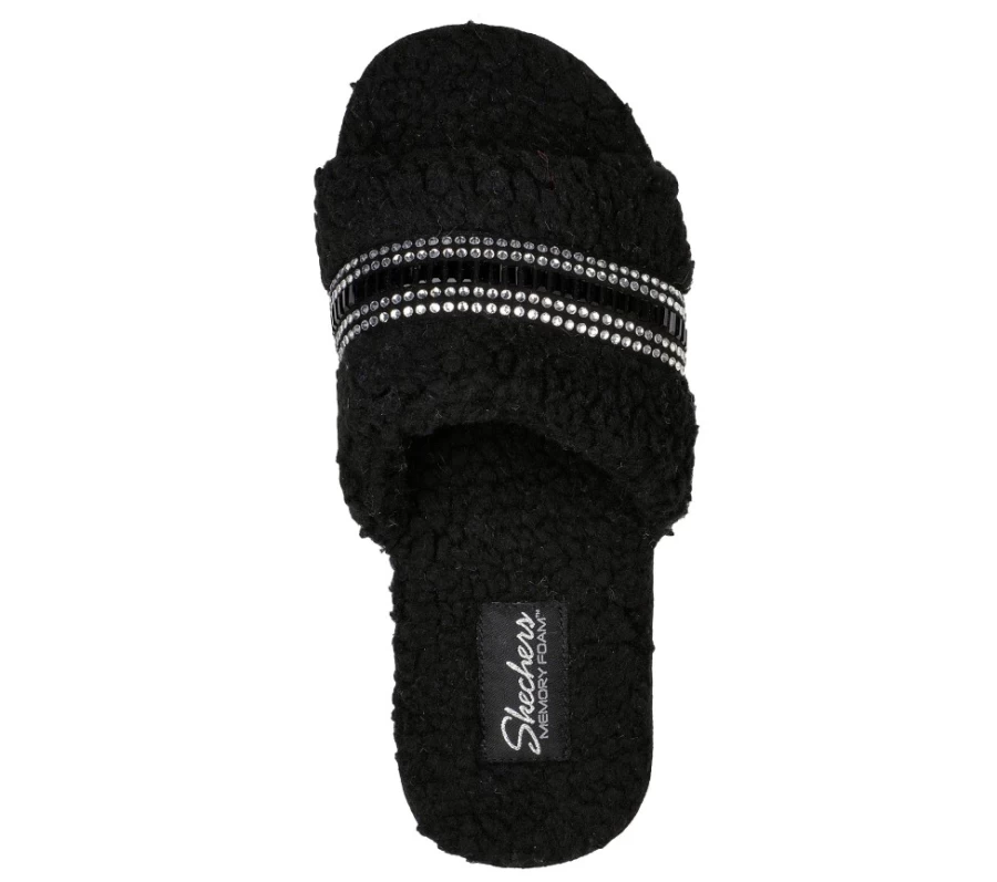 SKECHERS Women's Black Bling Cozy Slide Sandals - Comfortable & Stylish