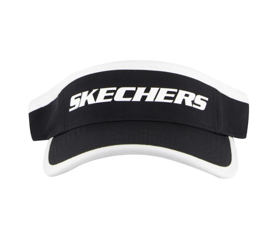 SKECHERS Women's Black Color Blocked Visor - Sporty Adjustable Sun Hat for Outdoor Activities