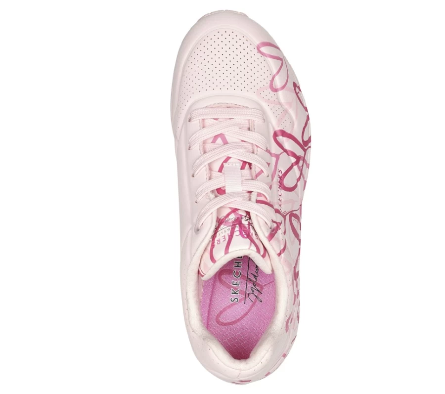 SKECHERS Women's Uno Spread The Love Sneakers in Light Pink | X Jgoldcrown Collaboration