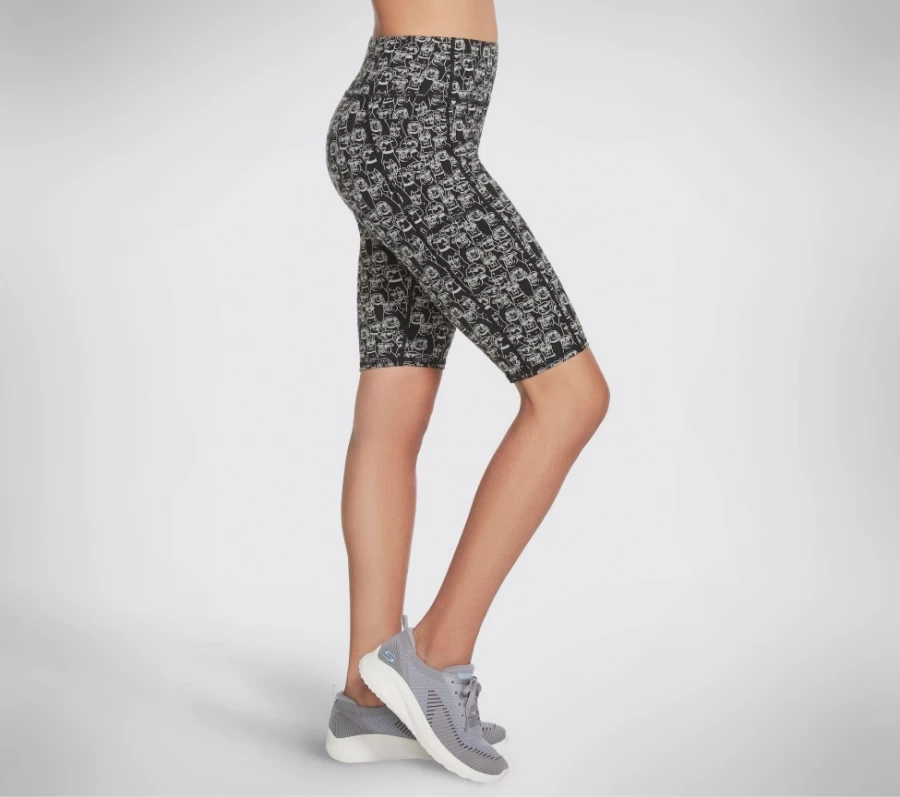 SKECHERS Women's Black & Natural Heart Eyes Bike Shorts - Comfortable Workout & Cycling Shorts