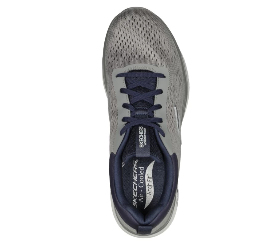 SKECHERS Men's Go Walk Workout Walker - Outpace Sneakers in Gray/Navy for Comfort & Performance