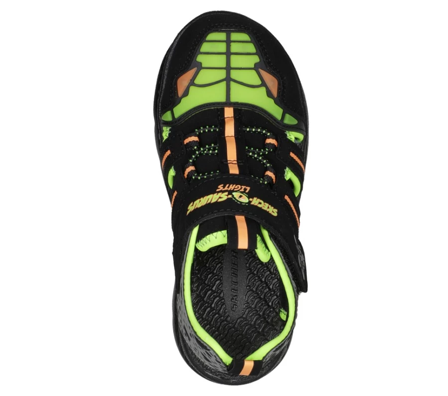 SKECHERS Kids C-Flex Sandal 2.0 - Dino-Rays Lightweight Sneakers in Black/Lime