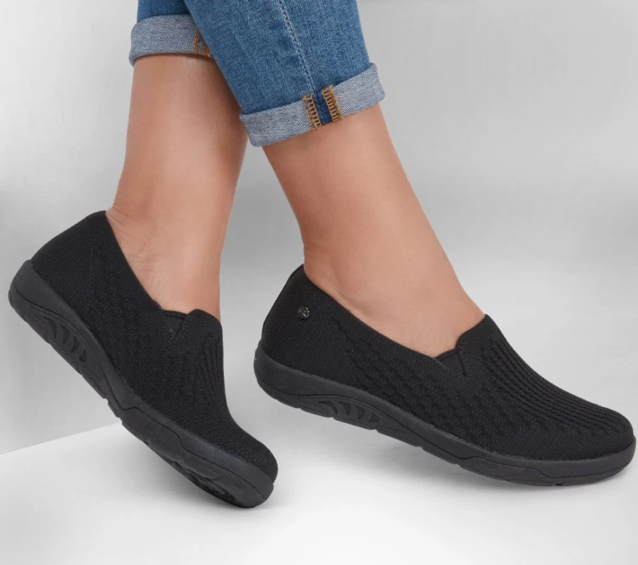SKECHERS Women's Arch Fit Reggae Cup Sneakers - Relaxed Fit Comfortable Slip-On Shoes in Black