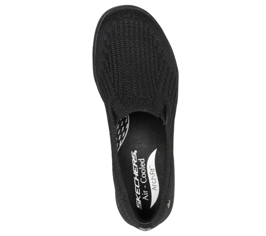SKECHERS Women's Arch Fit Reggae Cup Sneakers - Relaxed Fit Comfortable Slip-On Shoes in Black