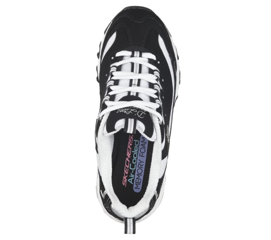 SKECHERS Women's D'Lites - Biggest Fan Sneakers in Black & White | Lightweight Comfort Walking Shoes