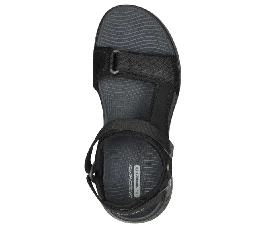 SKECHERS Men's Go Walk Massage Fit Sandals - Comfortable Black & Gray Walking Shoes for Men