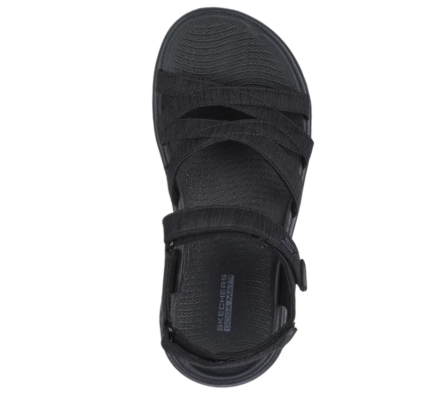 SKECHERS Women's Go Walk Flex Sandal - Black Sunshine Comfortable Walking Sandals