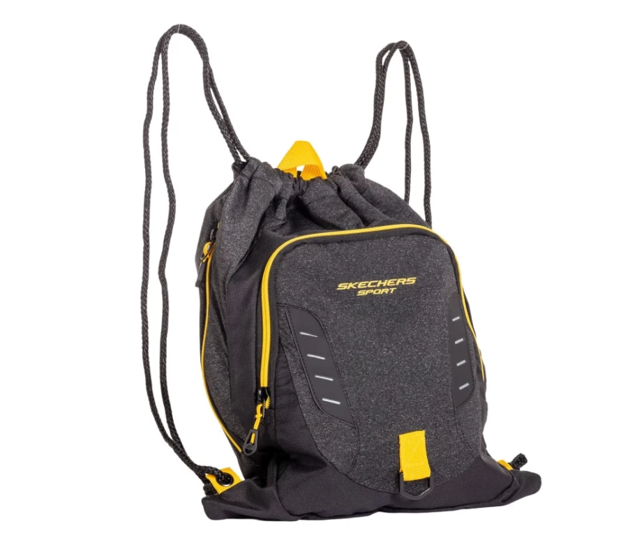 SKECHERS Men's Dark Gray Sport Drawstring Bag - Lightweight Gym Accessory for Workout & Travel